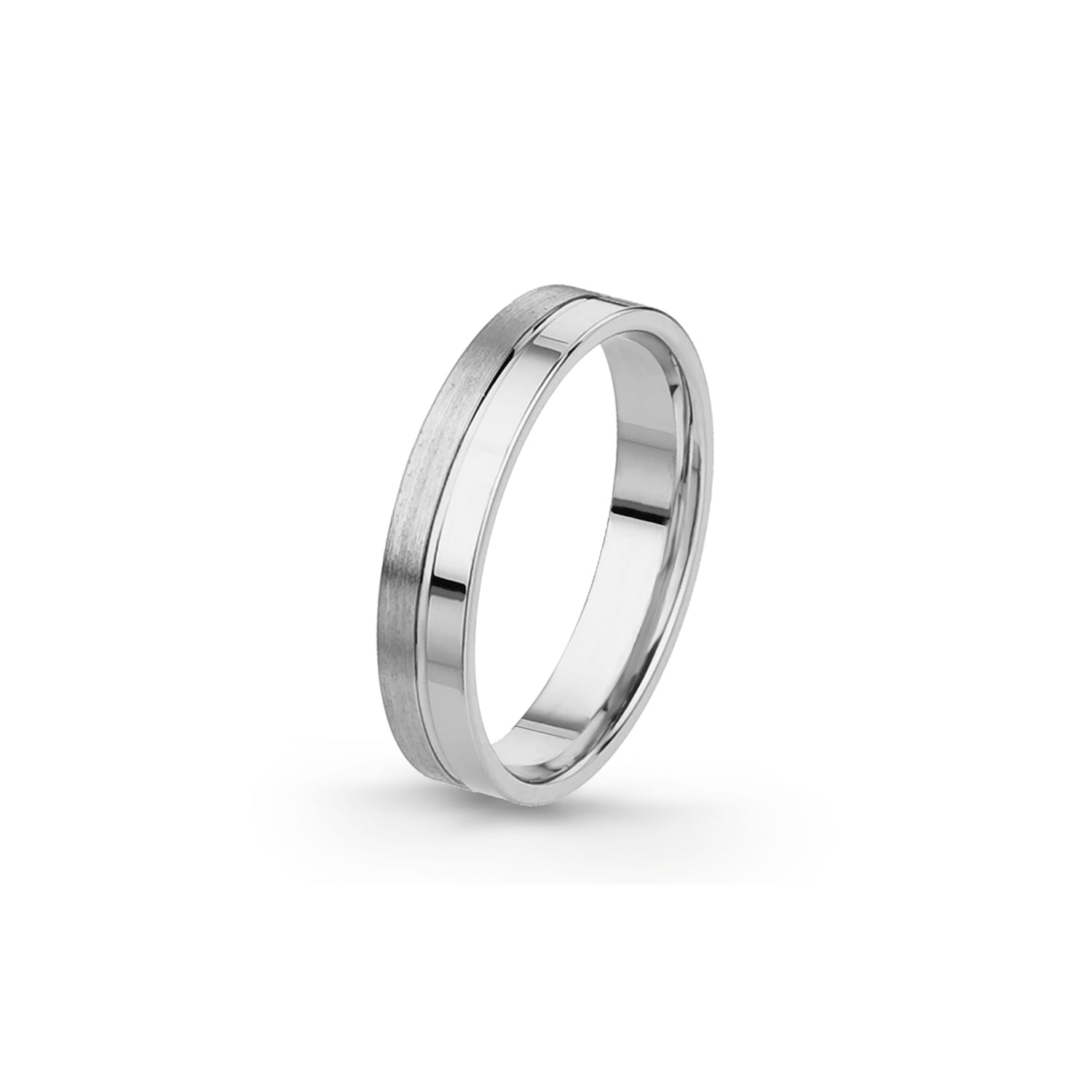 Aliança Eternis Emotiva Branco Polido e Acetinado Sem pedra