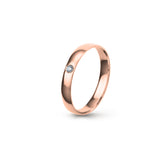 Aliança Eternis Clássica Meia Cana Baixa Rosa Polido com Pedras