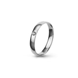 Aliança Eternis Clássica Meia Cana Baixa Branco Polido com Pedras