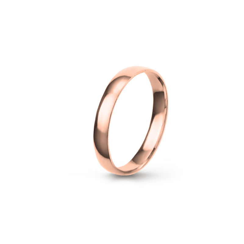 Aliança Eternis Clássica Meia Cana Baixa Rosa Polido Sem pedra