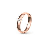Aliança Eternis Clássica Meia Cana Baixa Rosa Polido com Pedras