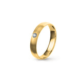 Aliança Eternis Clássica Meia Cana Baixa Amarelo Acetinado com Pedras