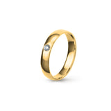 Aliança Eternis Clássica Meia Cana Baixa Amarelo Polido com Pedras