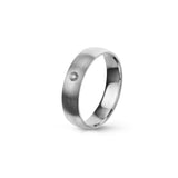 Aliança Eternis Clássica Meia Cana Baixa Branco Acetinado com Pedras