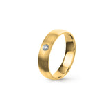 Aliança Eternis Clássica Meia Cana Baixa Amarelo Acetinado com Pedras