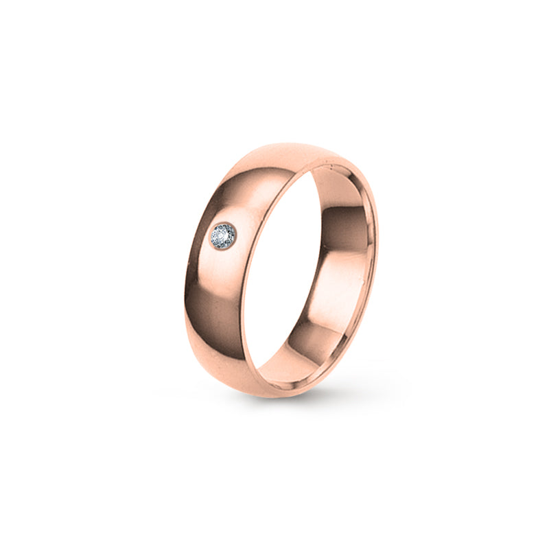 Aliança Eternis Clássica Meia Cana Baixa Rosa Polido com Pedras