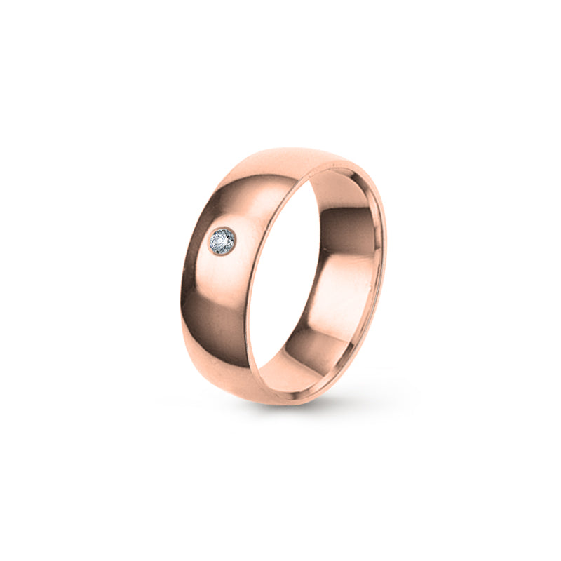 Aliança Eternis Clássica Meia Cana Baixa Rosa Polido com Pedras