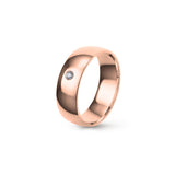 Aliança Eternis Clássica Meia Cana Baixa Rosa Polido com Pedras