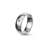Aliança Eternis Clássica Meia Cana Baixa Branco Polido com Pedras
