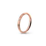 Aliança Eternis Clássica Meia Cana Alta Rosa Acetinado com Pedras