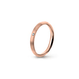 Aliança Eternis Clássica Meia Cana Alta Rosa Acetinado com Pedras