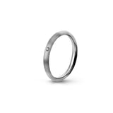 Aliança Eternis Clássica Meia Cana Alta Branco Acetinado com Pedras