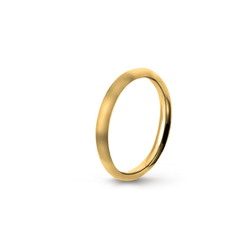Aliança Eternis Clássica Meia Cana Alta Amarelo Acetinado Sem pedra