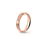 Aliança Eternis Clássica Meia Cana Alta Rosa Acetinado com Pedras