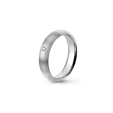 Aliança Eternis Clássica Meia Cana Alta Branco Acetinado com Pedras