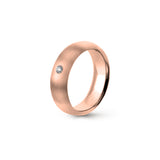 Aliança Eternis Clássica Meia Cana Alta Rosa Acetinado com Pedras