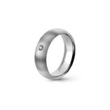 Aliança Eternis Clássica Meia Cana Alta Branco Acetinado com Pedras