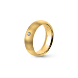 Aliança Eternis Clássica Meia Cana Alta Amarelo Acetinado com Pedras