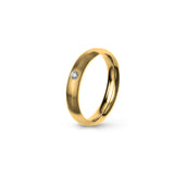 Aliança Eternis Clássica Meia Cana Média Amarelo Acetinado com Pedras