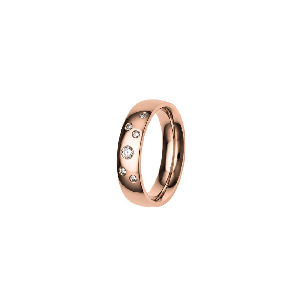 Aliança Eternis Clássica ESC5 com pedras, rosa polido