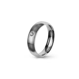 Aliança Eternis Clássica Meia Cana Média Branco Acetinado com Pedras