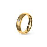 Aliança Eternis Clássica Meia Cana Média Amarelo Acetinado com Pedras