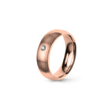 Aliança Eternis Clássica Meia Cana Média Rosa Acetinado com Pedras