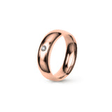 Aliança Eternis Clássica Meia Cana Média Rosa Polido com Pedras