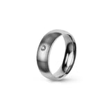 Aliança Eternis Clássica Meia Cana Média Branco Acetinado com Pedras