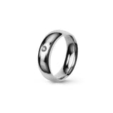 Aliança Eternis Clássica Meia Cana Média Branco Polido com Pedras