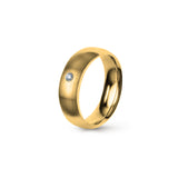 Aliança Eternis Clássica Meia Cana Média Amarelo Acetinado com Pedras