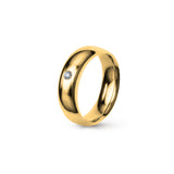 Aliança Eternis Clássica Meia Cana Média Amarelo Polido com Pedras