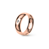 Aliança Eternis Clássica Meia Cana Média Rosa Polido com Pedras