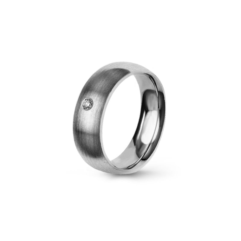 Aliança Eternis Clássica Meia Cana Média Branco Acetinado com Pedras