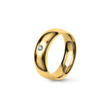 Aliança Eternis Clássica Meia Cana Média Amarelo Polido com Pedras