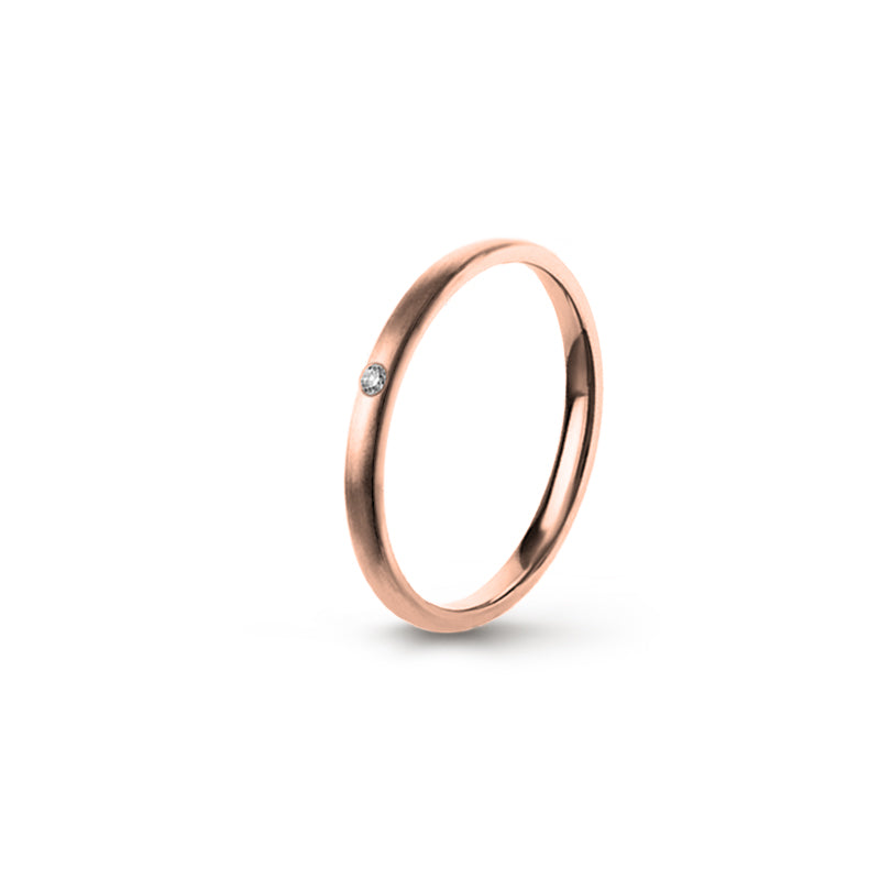 Aliança Eternis Clássica Elíptica Rosa Acetinado com Pedras