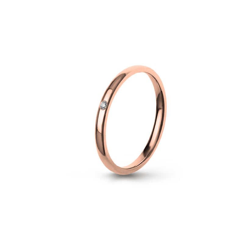 Aliança Eternis Clássica Elíptica Rosa Polido com Pedras