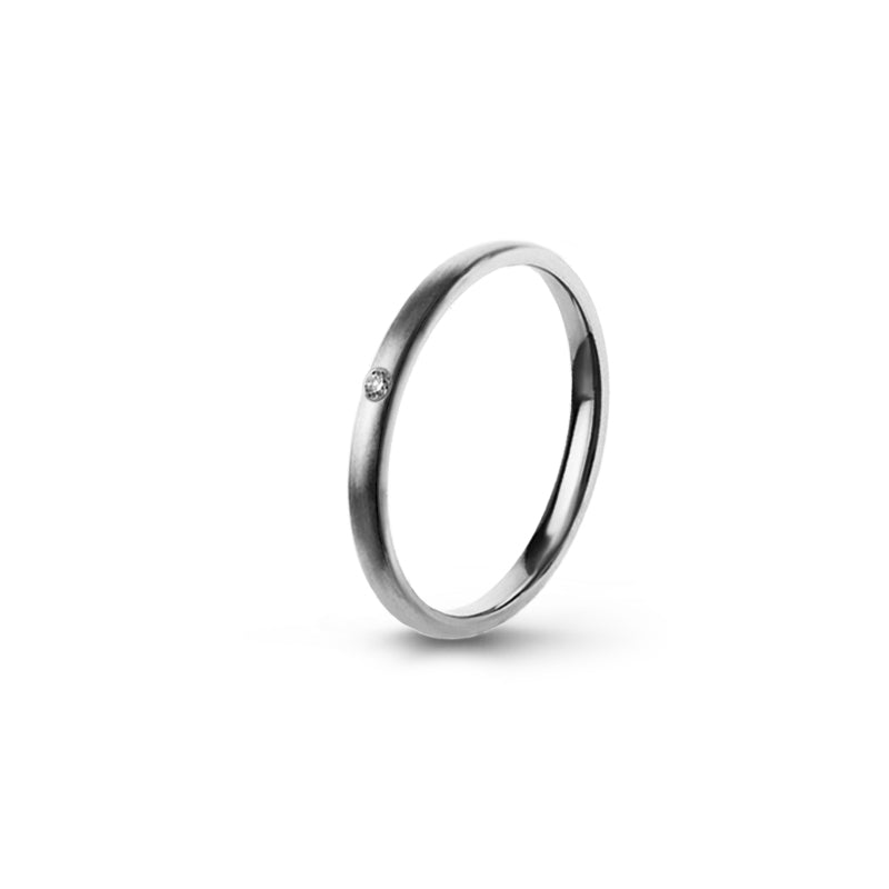 Aliança Eternis Clássica Elíptica Branco Acetinado com Pedras