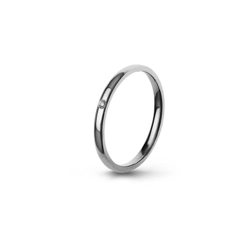 Aliança Eternis Clássica Elíptica Branco Polido com Pedras