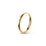 Aliança Eternis Clássica Elíptica Amarelo Acetinado com Pedras