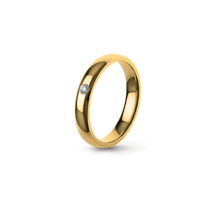 Aliança Eternis Clássica Elíptica Amarelo Polido com Pedras