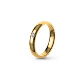 Aliança Eternis Clássica Elíptica Amarelo Polido com Pedras