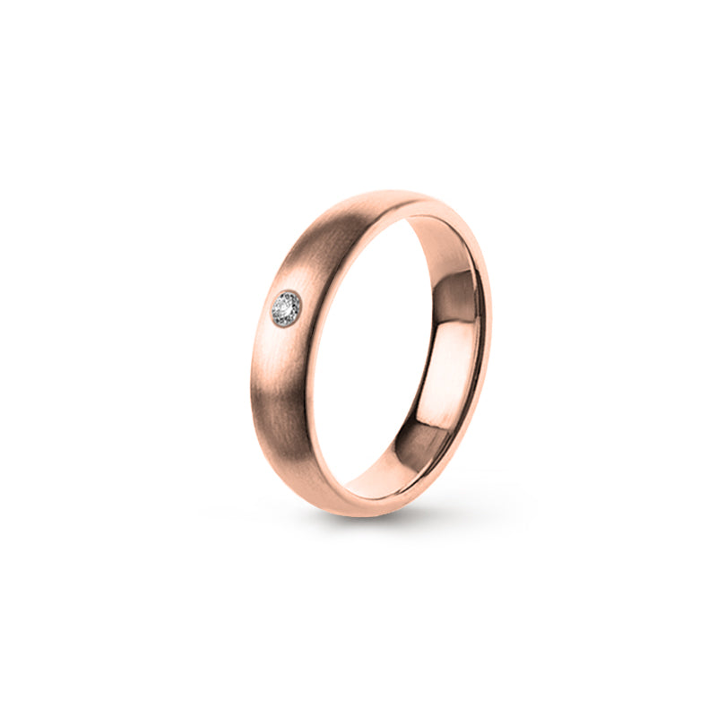 Aliança Eternis Clássica Elíptica Rosa Acetinado com Pedras