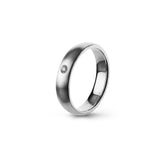 Aliança Eternis Clássica Elíptica Branco Acetinado com Pedras