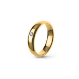 Aliança Eternis Clássica Elíptica Amarelo Polido com Pedras