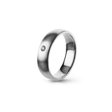 Aliança Eternis Clássica Elíptica Branco Acetinado com Pedras