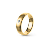 Aliança Eternis Clássica Elíptica Amarelo Acetinado com Pedras