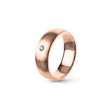 Aliança Eternis Clássica Elíptica Rosa Acetinado com Pedras