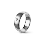 Aliança Eternis Clássica Elíptica Branco Acetinado com Pedras