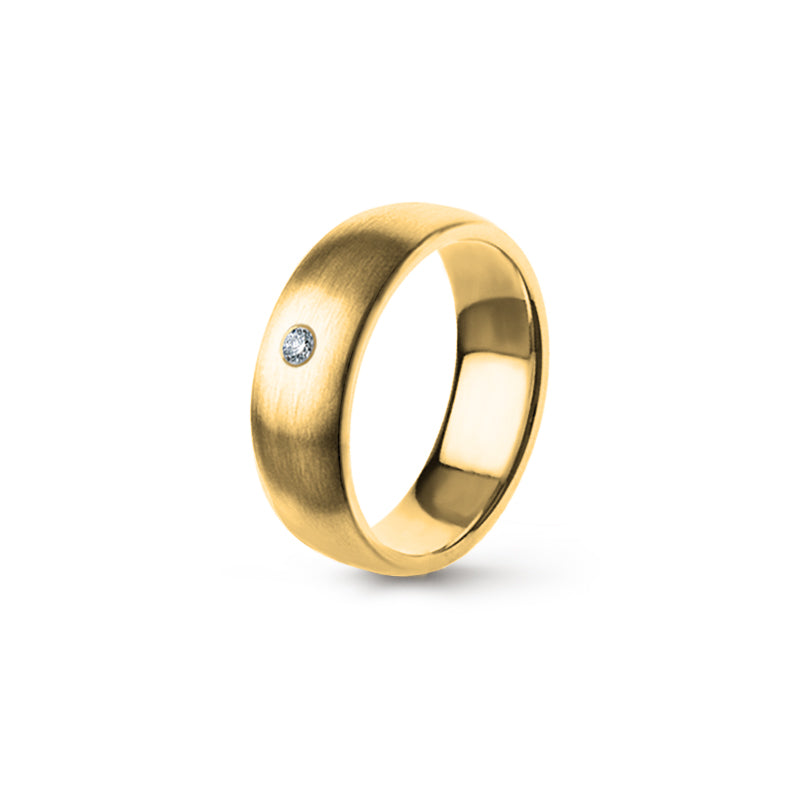 Aliança Eternis Clássica Elíptica Amarelo Acetinado com Pedras